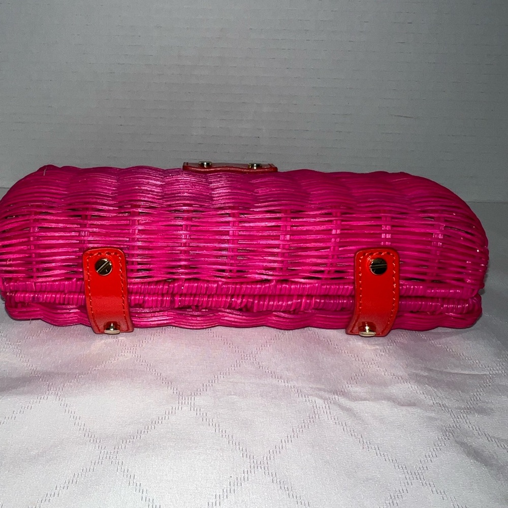 ❤️New J.Crew Rattan/Leather Twist Lock Clutch - Picture 7 of 11
